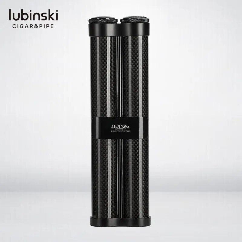 Black Carbon Fiber 2 Tube Cigar Case - ProDeco