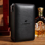 Travel Cigar Humidor Case Leather Cedar - ProDeco
