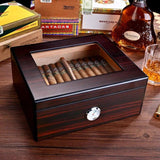 Wood Glass Humidor for 25-50 Cigars - ProDeco