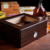 Wood Glass Humidor for 25-50 Cigars - ProDeco