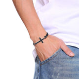 Cross Charm Black Braided Bracelets - ProDeco