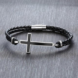 Cross Charm Black Braided Bracelets - ProDeco