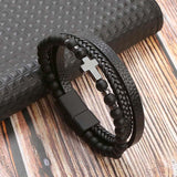 Cross Charm Mutilayer Leather Bracelet - ProDeco