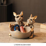 Lovers Bulldog with Bowl Sculpture - ProDeco