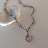 Peach Heart Water Drop Pendant Necklace - ProDeco