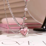 Sweet Pink Heart Crystal Necklace - ProDeco
